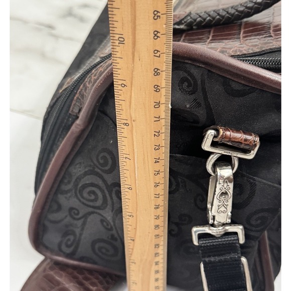 Brighton Travel Train Case Cosmetic Bag Dark Brown Croc Black Heart Hardware - Picture 11 of 11